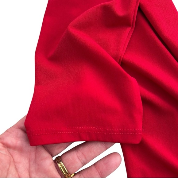 Guess Size 8 Bold Red Twist Front Bodycon Mini Dress | Long Sleeve V-Neck Fitted - Picture 12 of 14